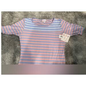 Lula Roe Julia Midi‎ Bodycon Dress Size Medium Pink Purple White Stripes